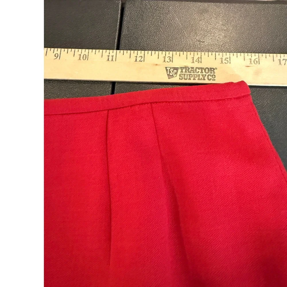 Amanda Smith‎ Womens 14 Skirt Suit Red Pure Wool Blazer Pencil Skirt 2 Piece Set
